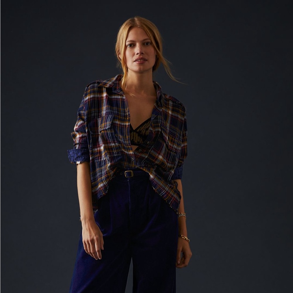 Pilcro Multicolor Plaid Blouse